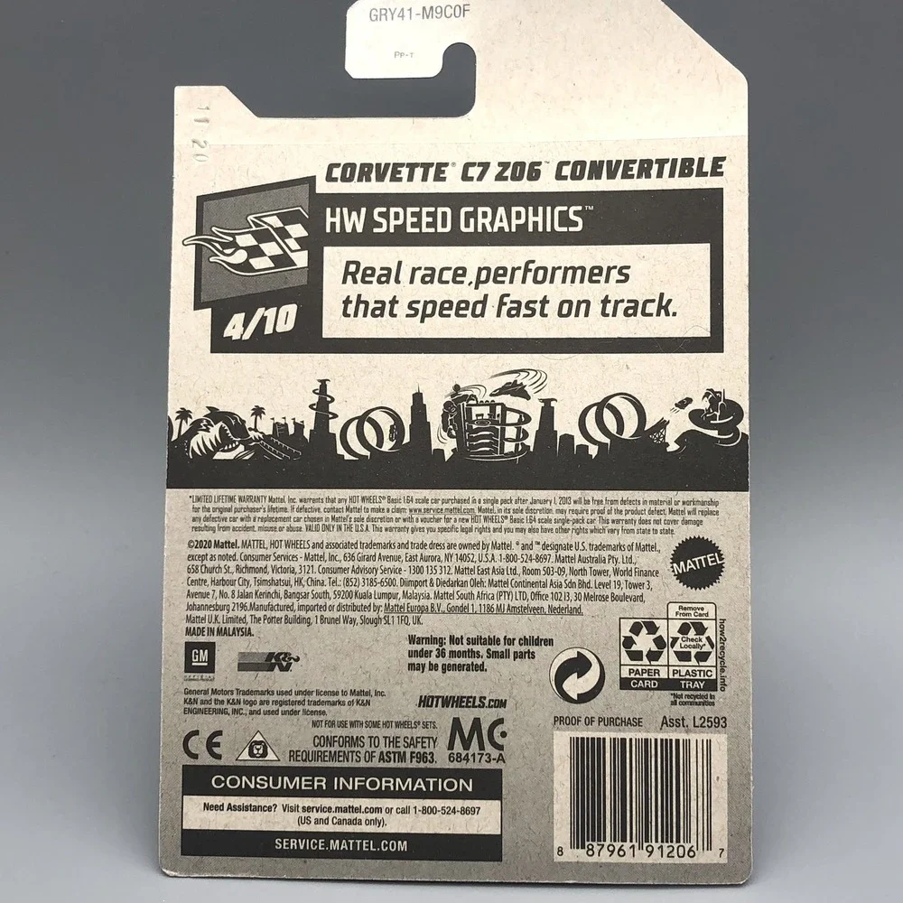 Hot Wheels HW Speed Graphics Corvette C7 Z06 Convertible Car Black Diecast 1/64